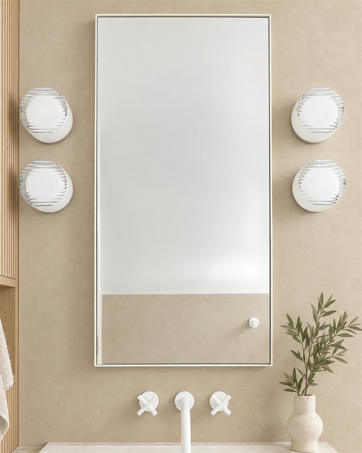Ribbed Round Flush Wall Light Farela, Salle de bain