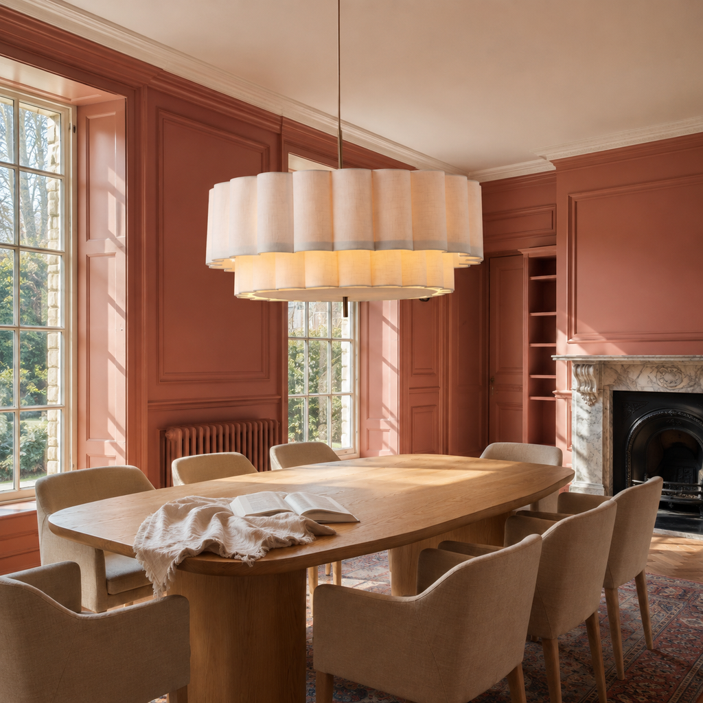 Tiered Fabric Pendant Light Ilora, Piece a la cheminee