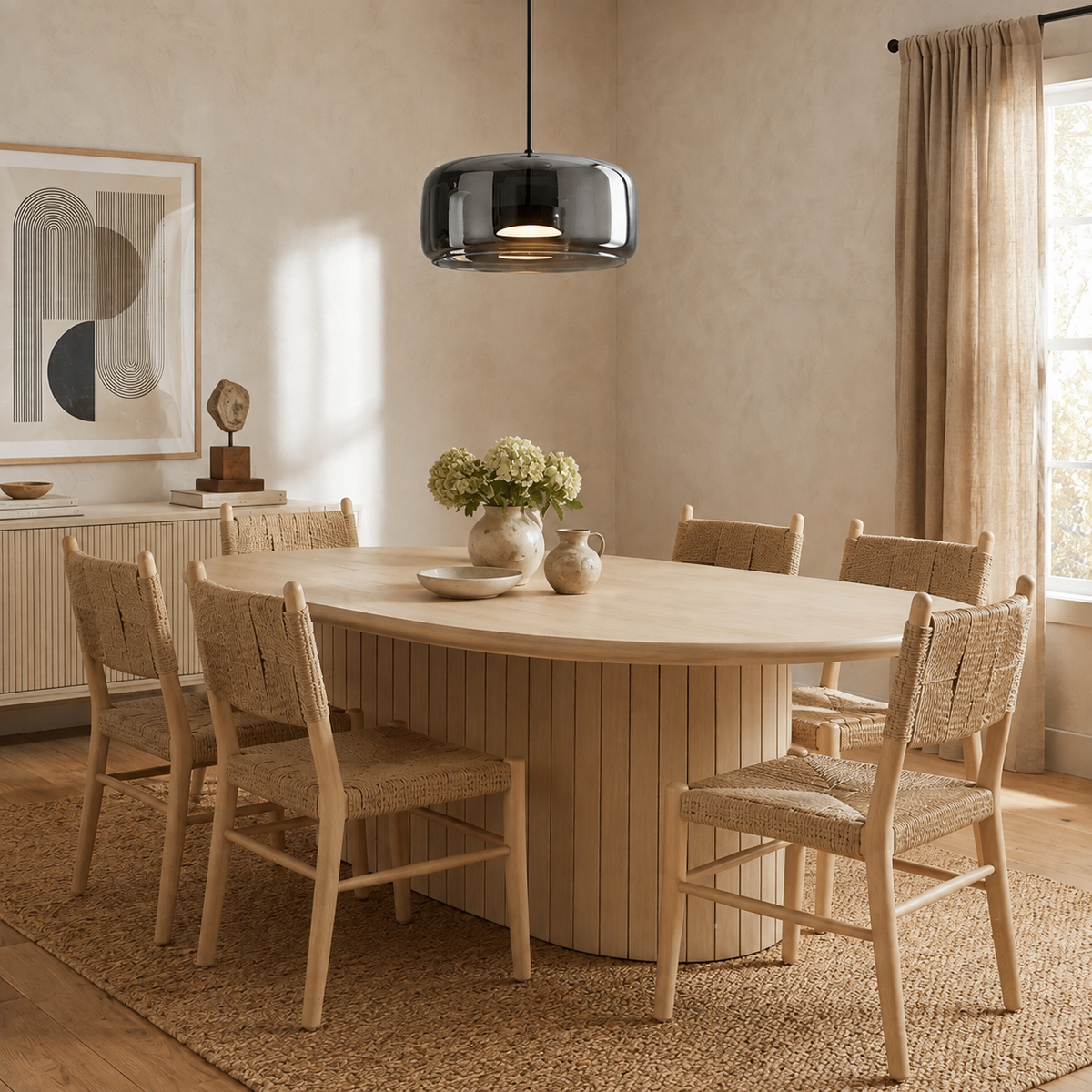 Smoked Glass Pendant Light Ostara, Salle a manger, smoke grey
