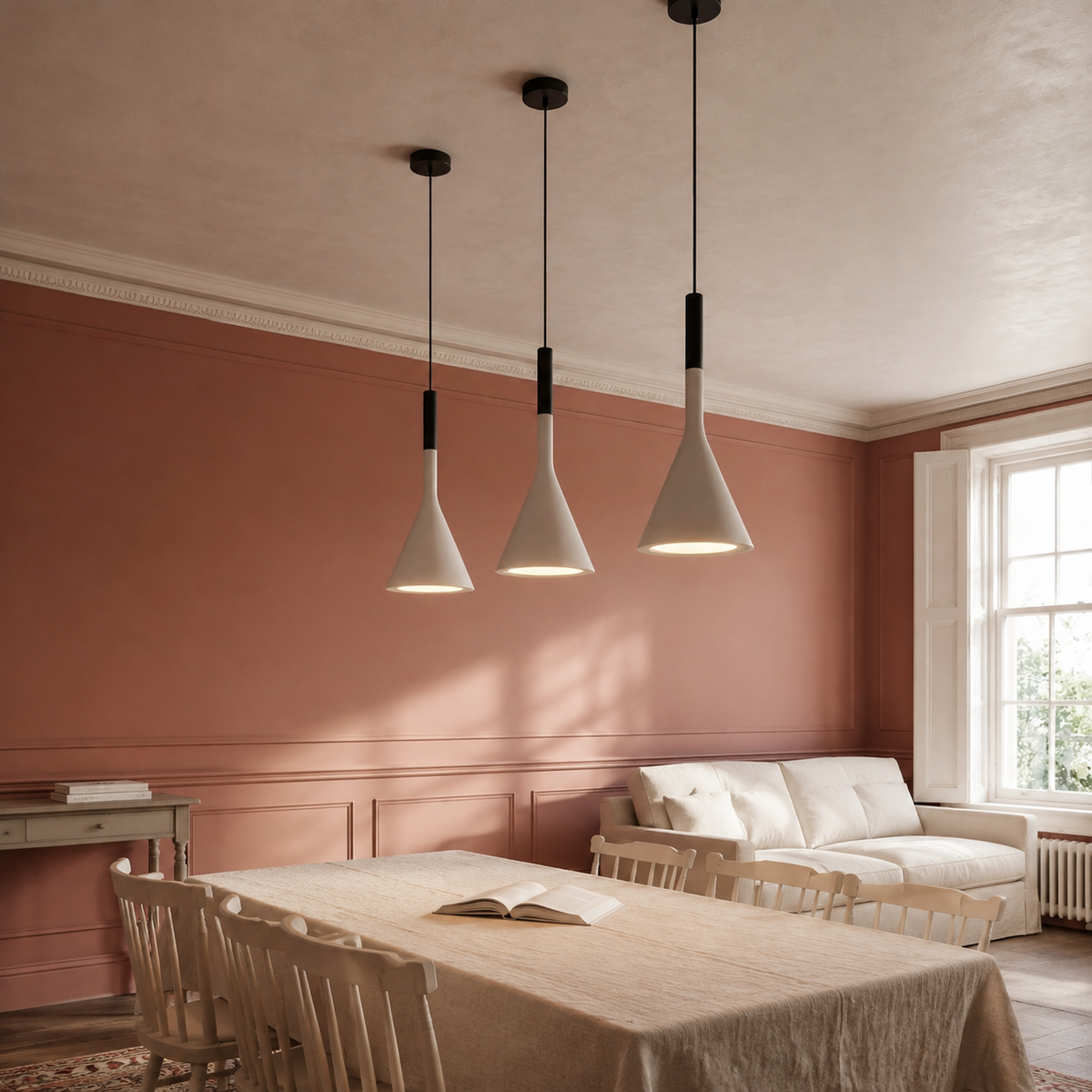 Nordic Funnel Pendant Light Elara, Salle a manger claire