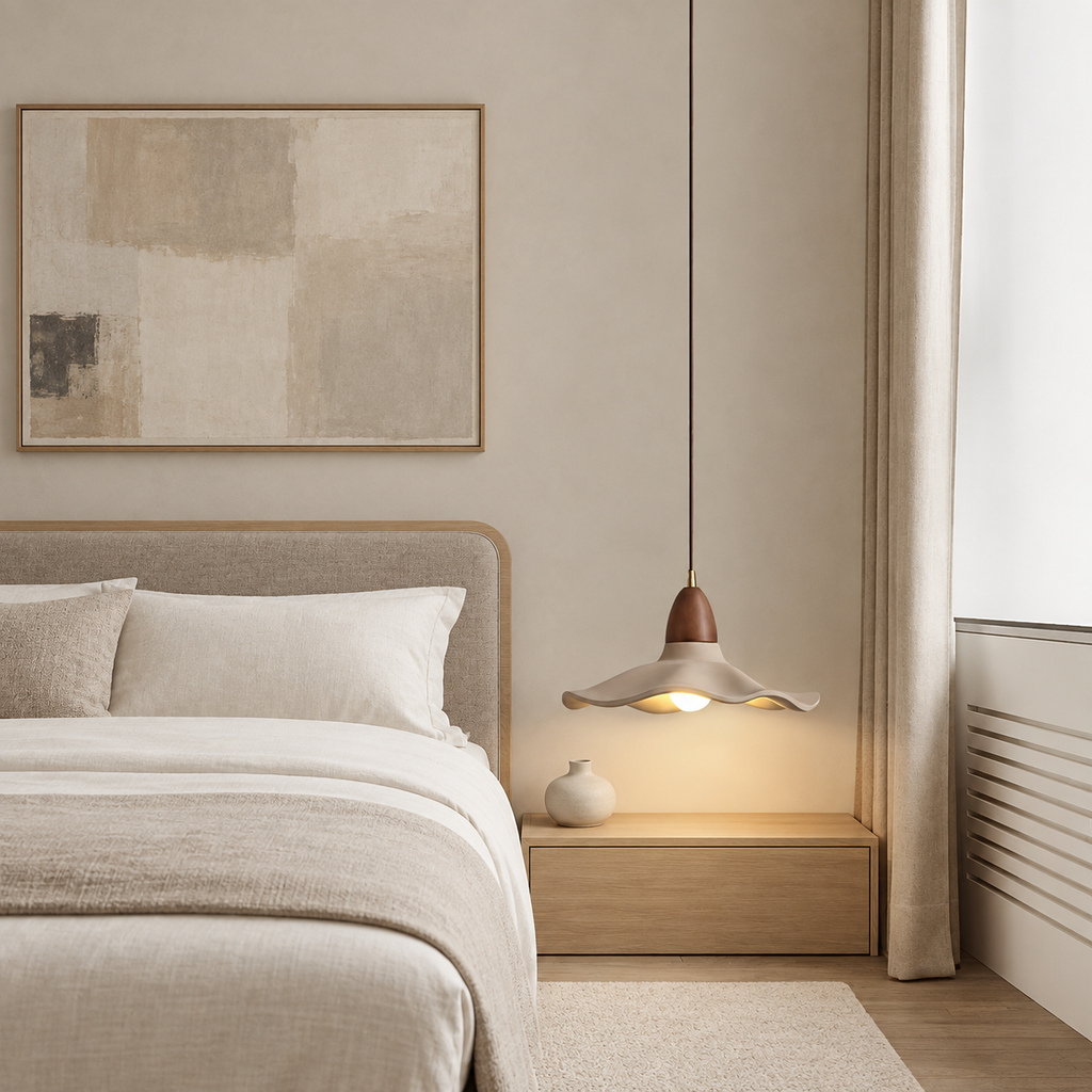 Scalloped Bell Pendant Light Dalena, Chevet