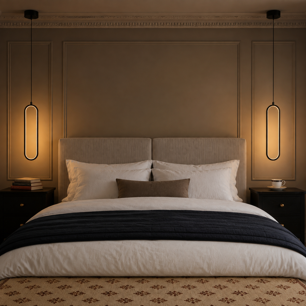 Slim Oval Halo Pendant Light Caleva, Chambre, deux suspensions