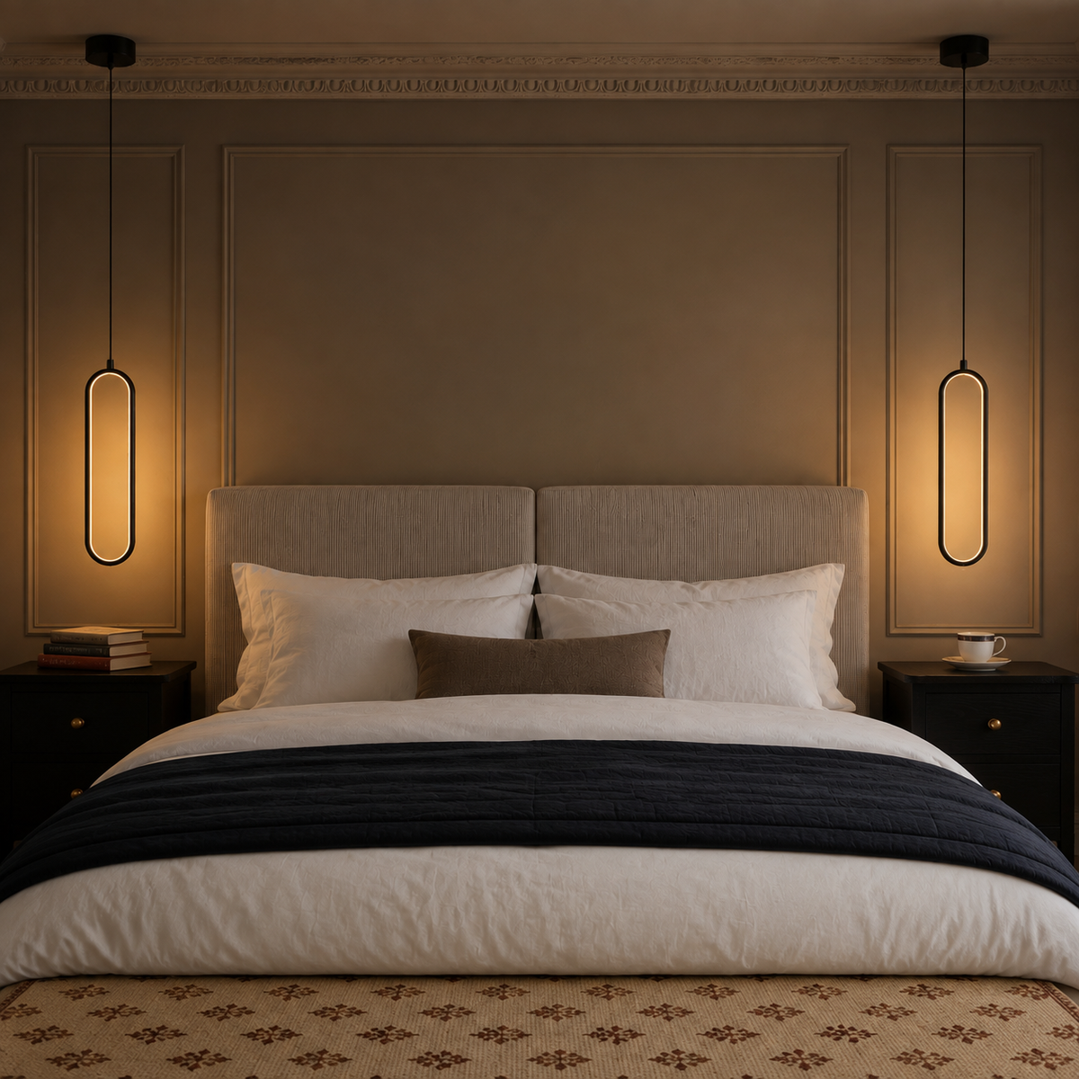 Slim Oval Halo Pendant Light Caleva, Chambre, deux suspensions
