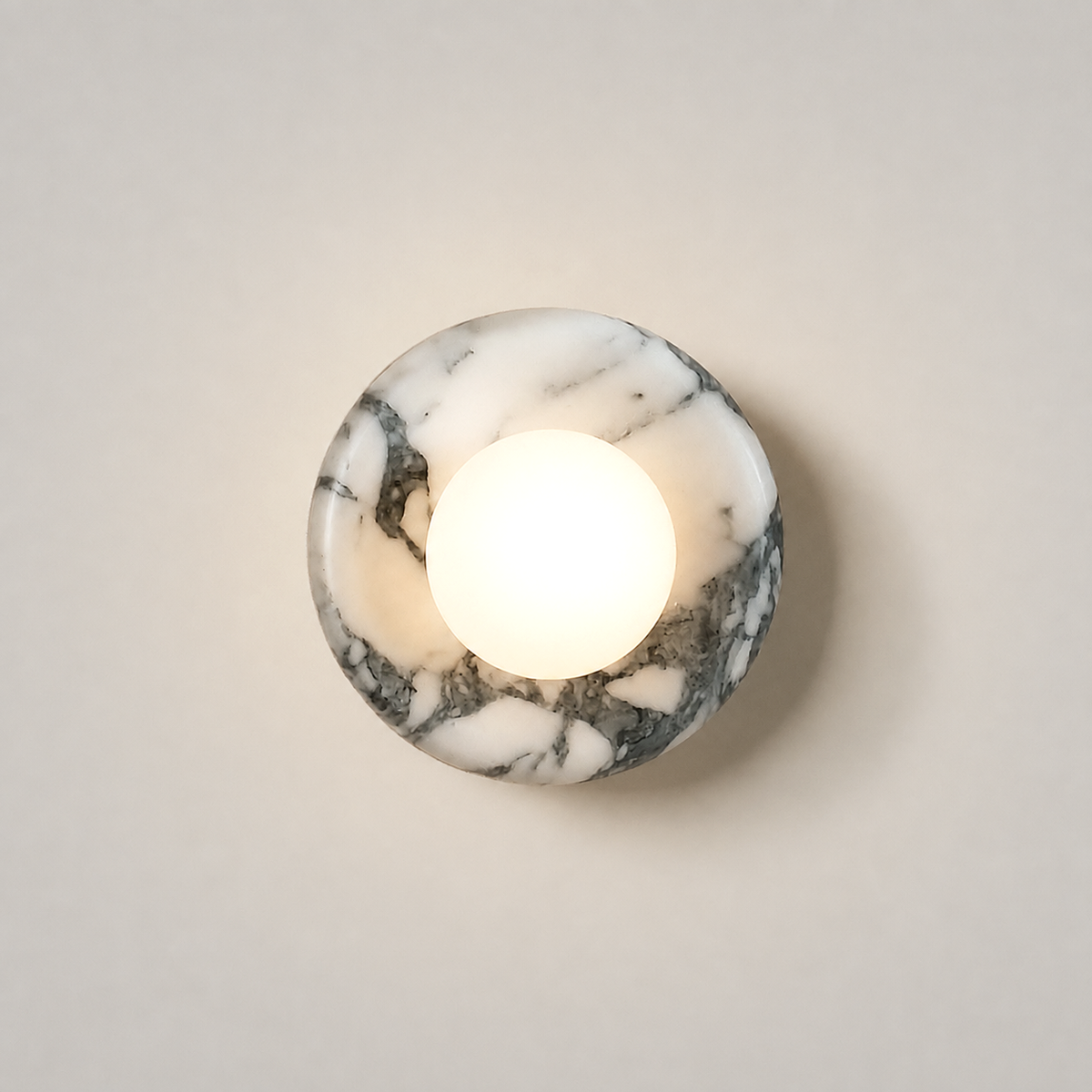 Marble and Glass Wall Light Tenara White Marble, Fond neutre