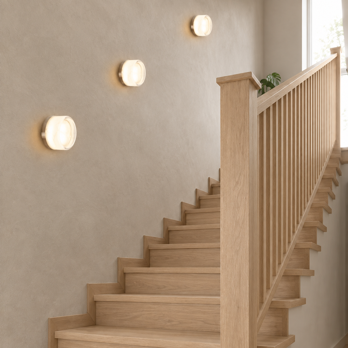Ribbed Round Flush Wall Light Farela, Escalier