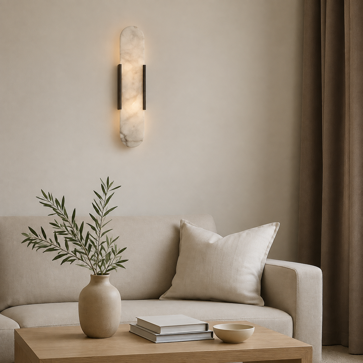 Alabaster Marble Wall Light Selora Black, Salon