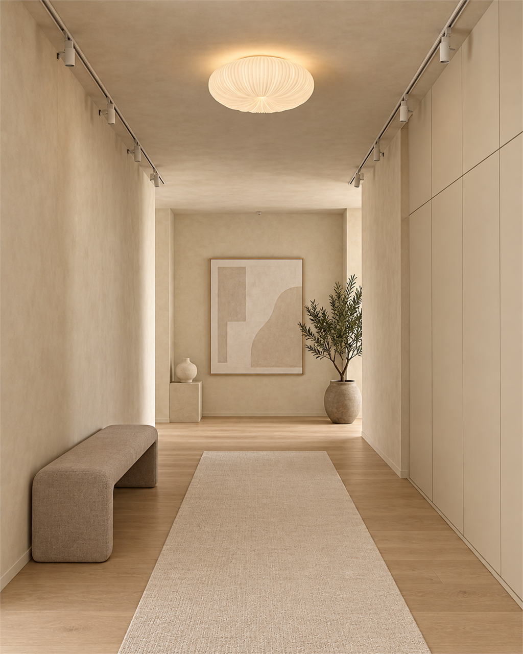 Pleated Pumpkin Ceiling Light Pavena, Couloir