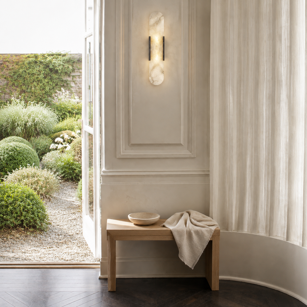 Alabaster Marble Wall Light Selora Black, Entree