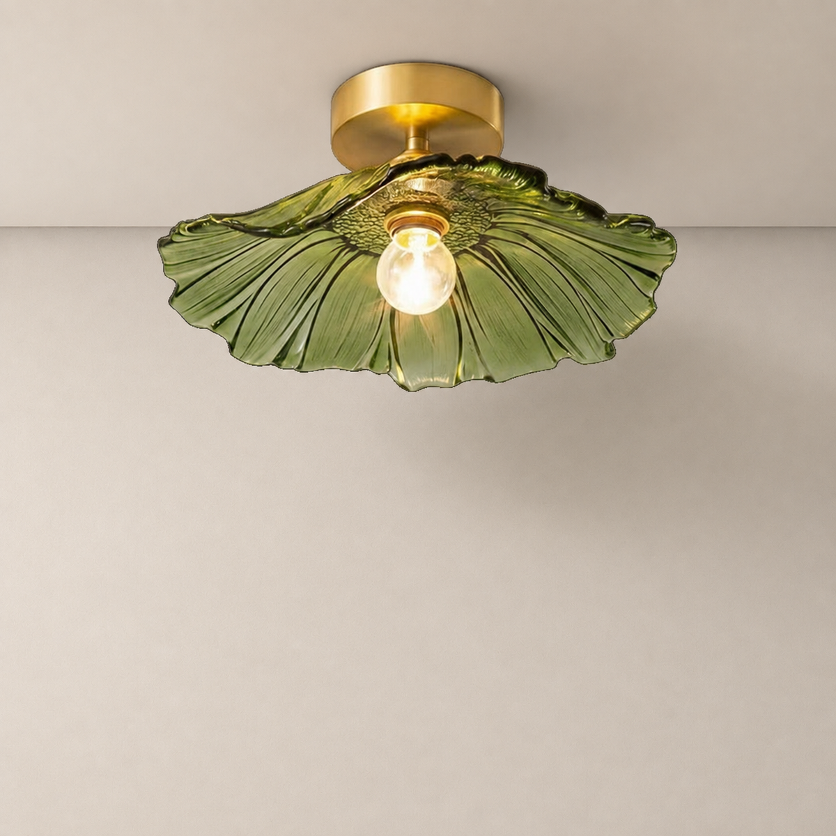 Nordic Flower Ceiling Light Rilana Green, Fond neutre