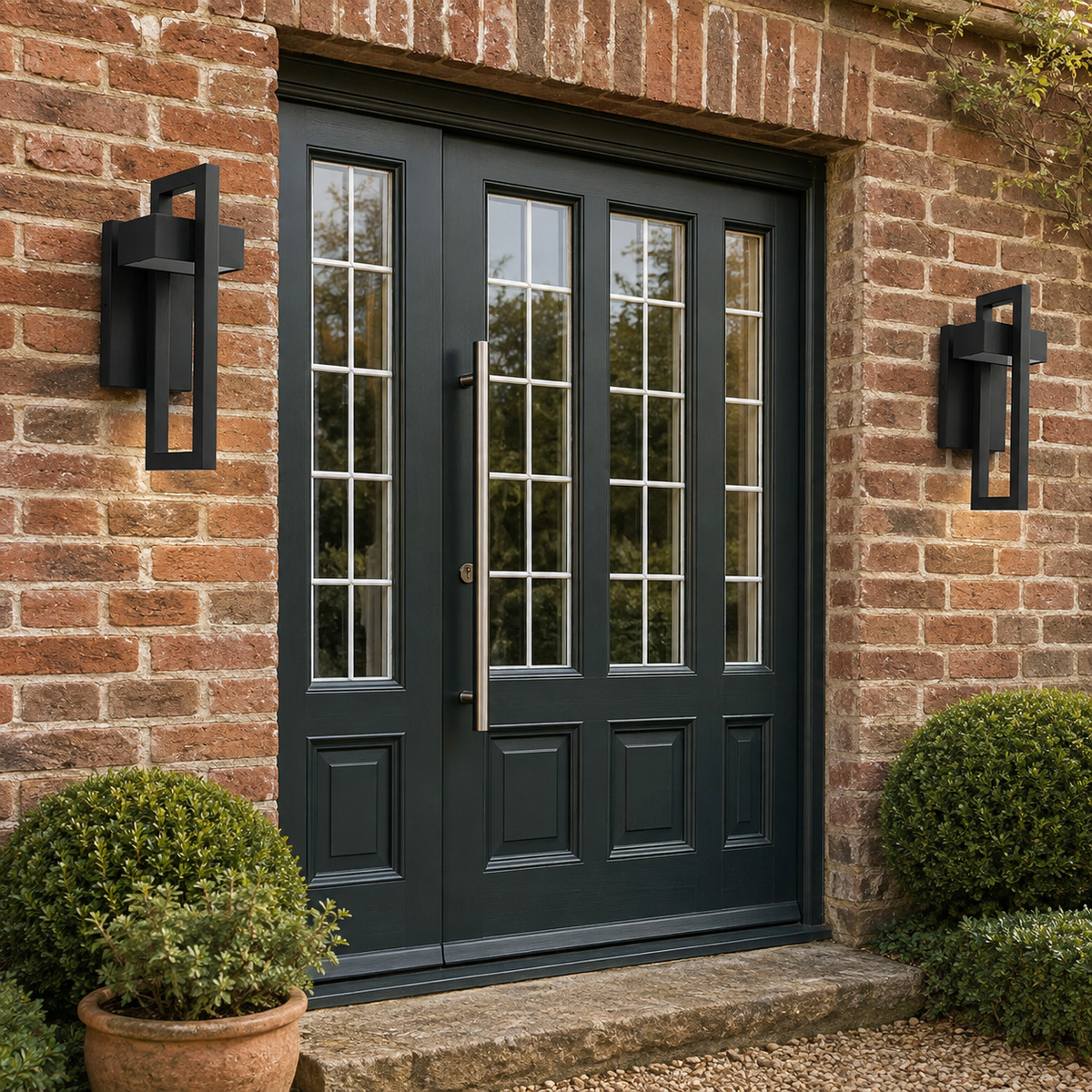 Outdoor Down Wall Light Perina, Mise en situation, porte d entree