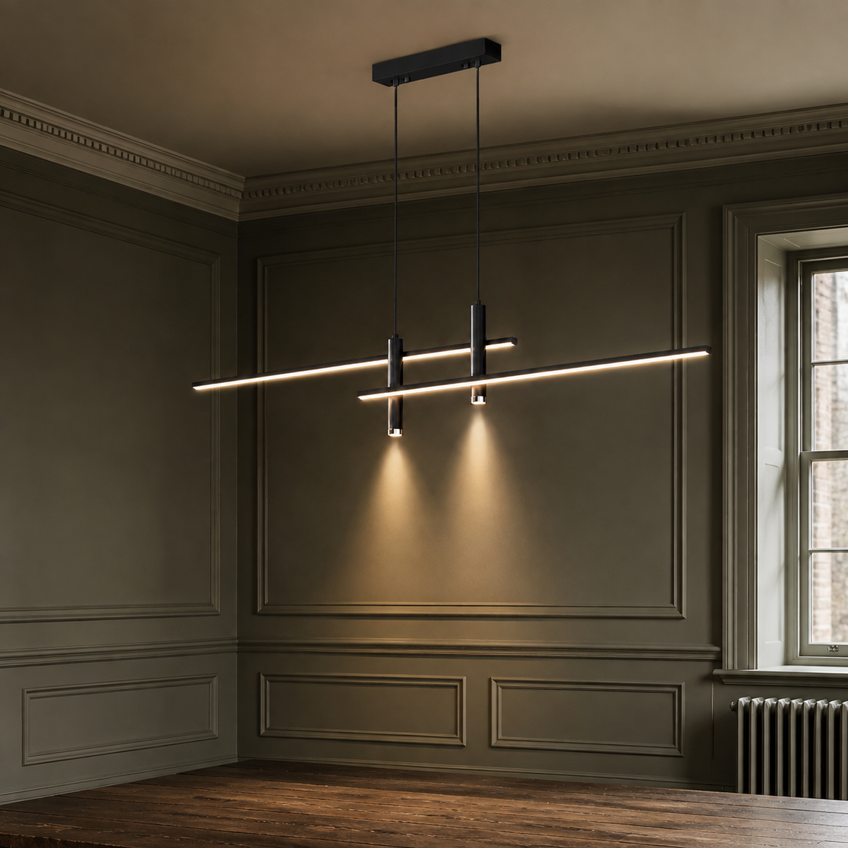 Linear LED Pendant Light Galira, Vue de profil