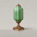 Textured Glass Table Lamp Yvara Green, Fond neutre