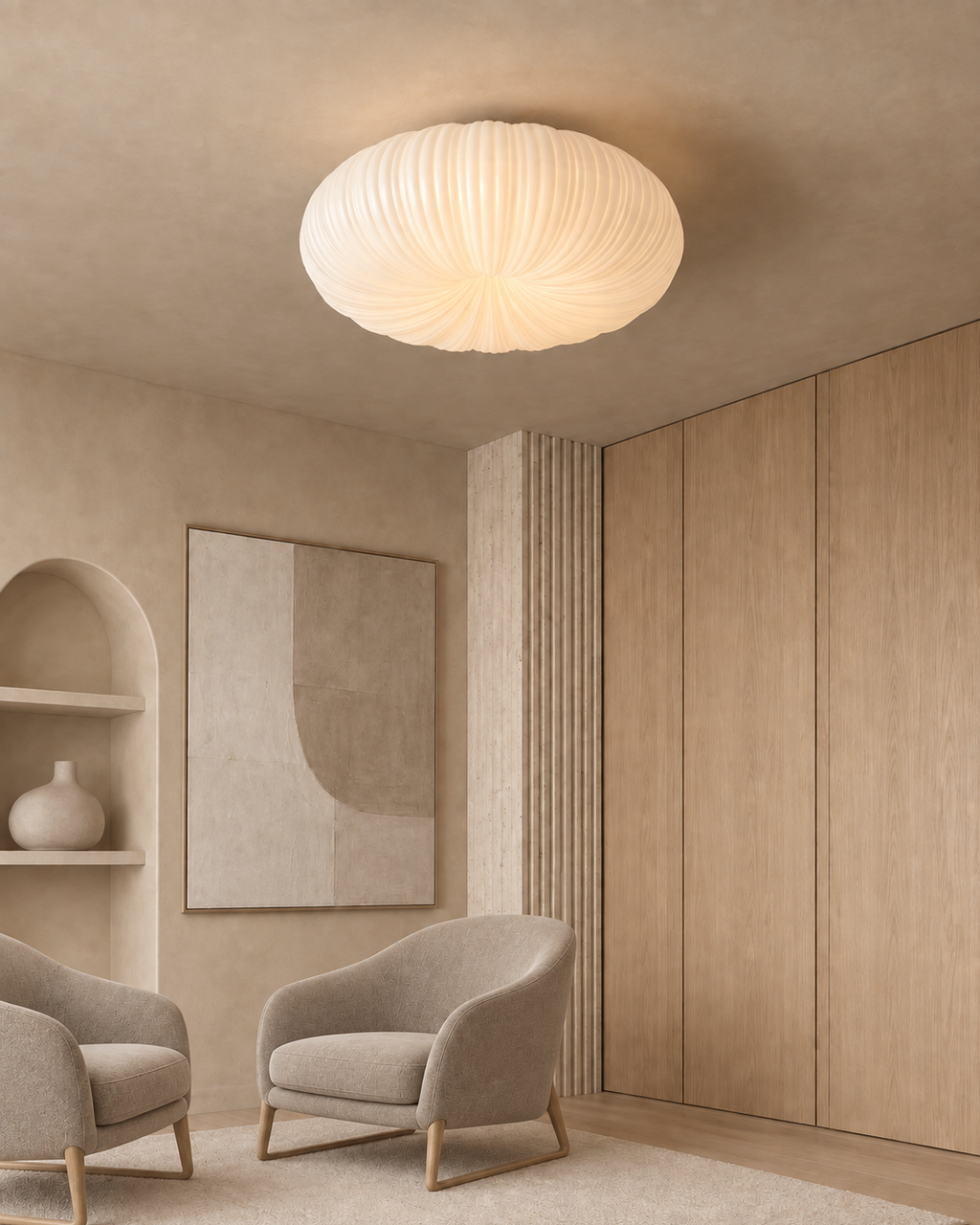 Pleated Pumpkin Ceiling Light Pavena, Salle a manger, verte
