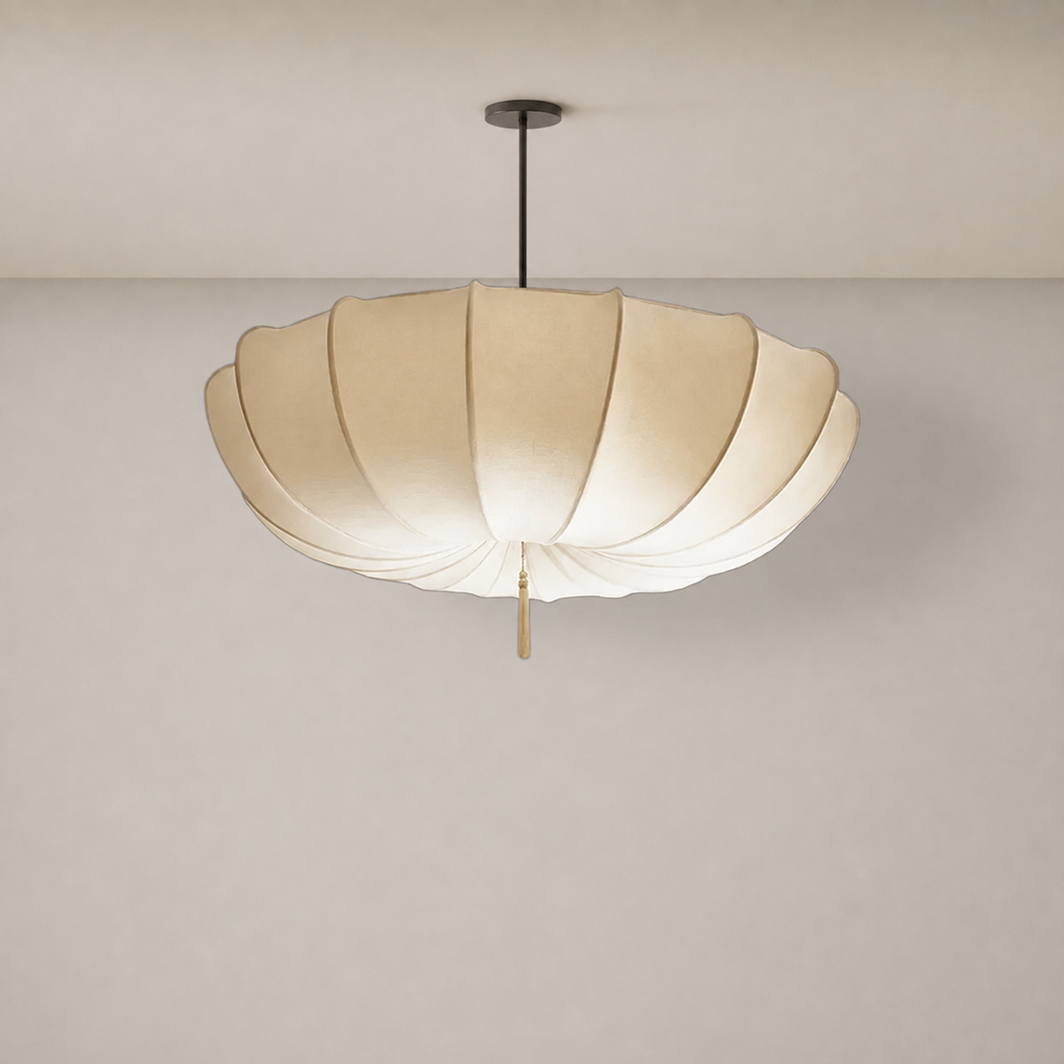 Wabi Sabi Fabric Pendant Light Delira, Fond neutre