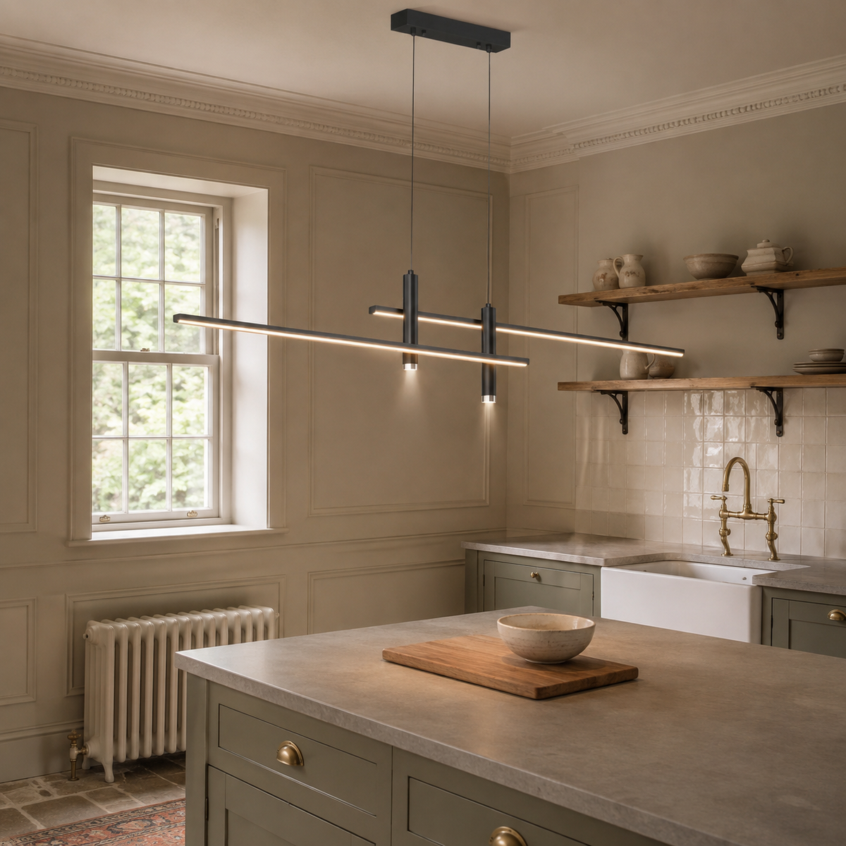 Linear LED Pendant Light Galira, Mise en situation, cuisine