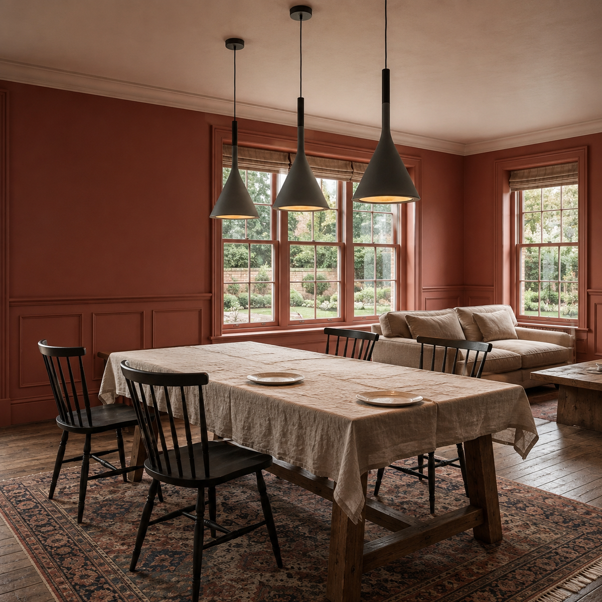 Nordic Funnel Pendant Light Elara, Mise en situation, salle a manger