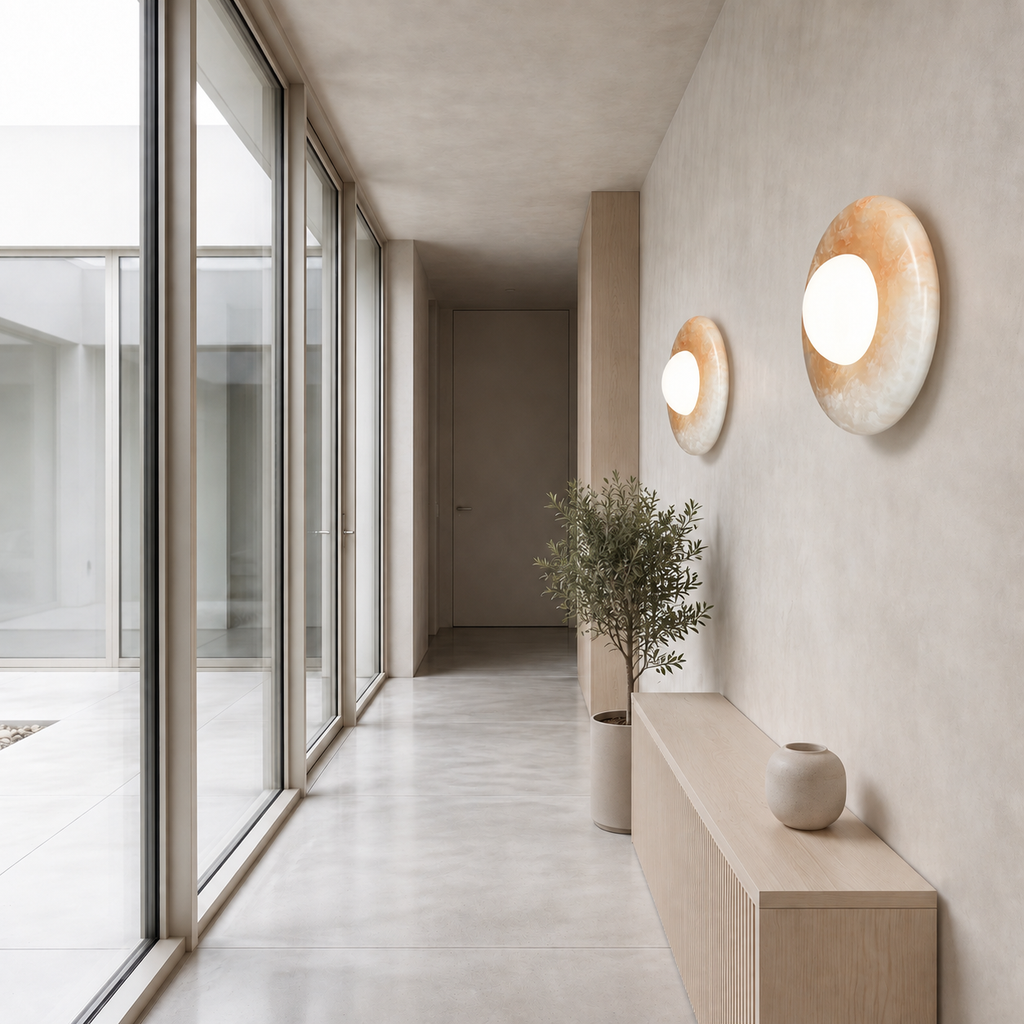 Marble and Glass Wall Light Tenara, Couloir vitre, deux appliques