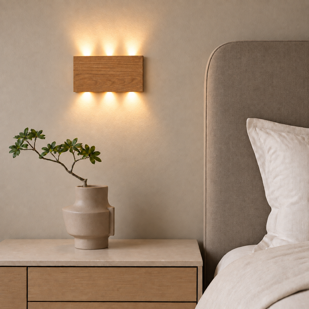 Rechargeable Cordless Wall Light Vessa, Chevet, light wood