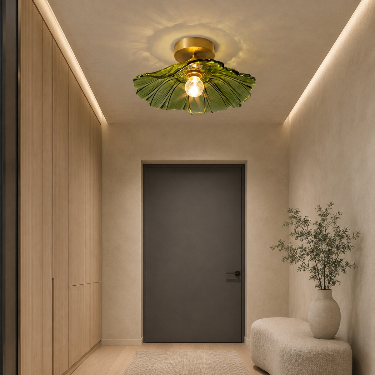 Nordic Flower Ceiling Light Rilana, Couloir, green