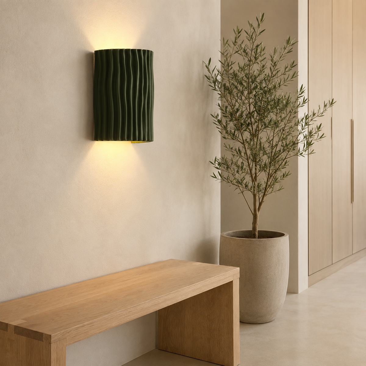 Fluted Resin Wall Light Sorel, Mise en situation, entree