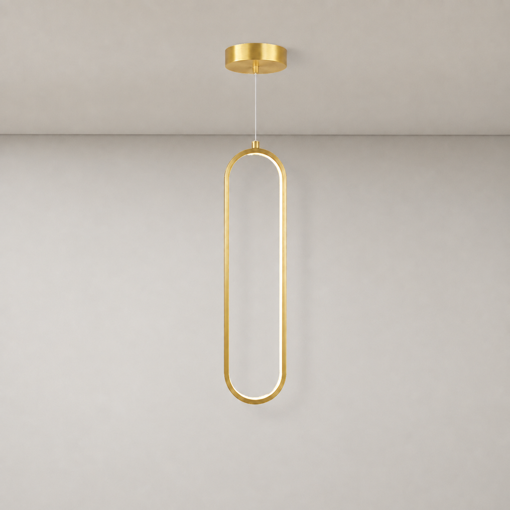 Slim Oval Halo Pendant Light Caleva Brass / 1 Head, Fond neutre