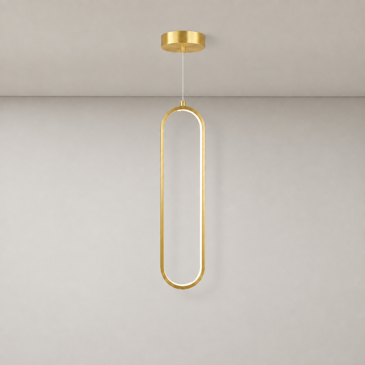 Slim Oval Halo Pendant Light Caleva Brass / 1 Head, Fond neutre