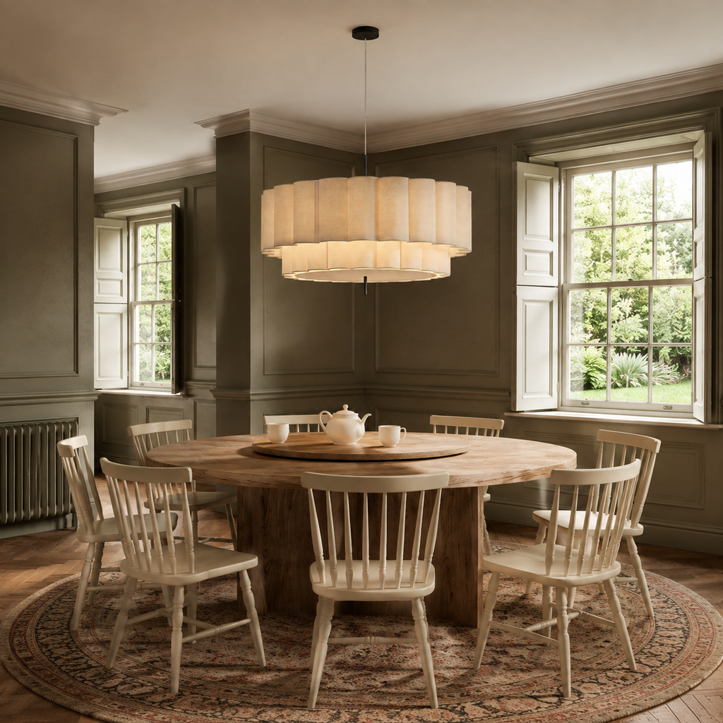 Tiered Fabric Pendant Light Ilora, Table ronde