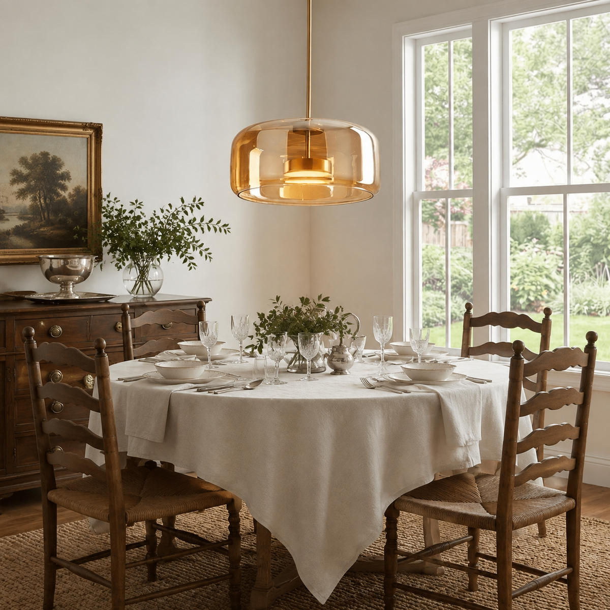 Smoked Glass Pendant Light Ostara, Mise en situation, salle a manger