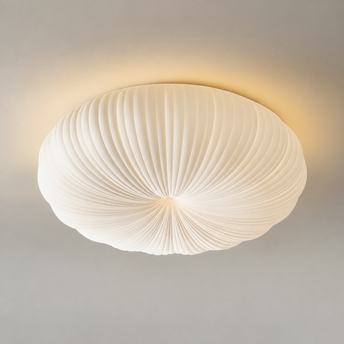 Pleated Pumpkin Ceiling Light Pavena, Fond neutre