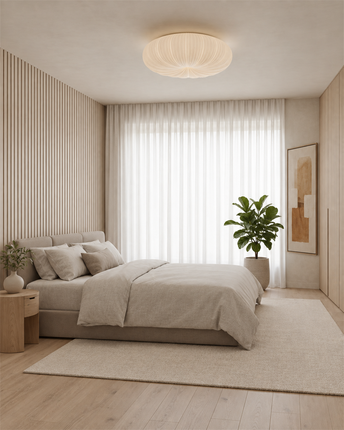 Pleated Pumpkin Ceiling Light Pavena, Mise en situation, chambre