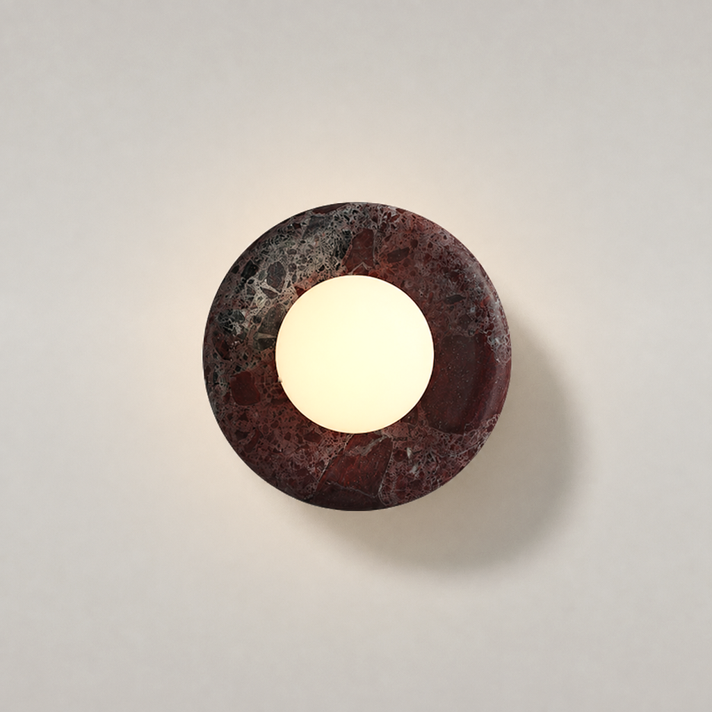 Marble and Glass Wall Light Tenara Dark Red, Fond neutre